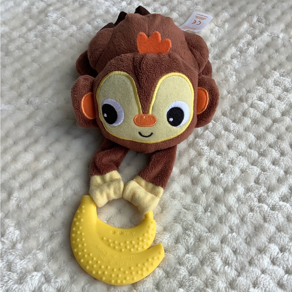 Bright Starts Musical Monkey Teether Toy Attachable with Hook & Loop Closure 🐵🎶